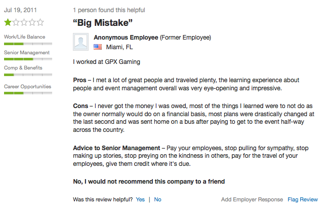 Glassdoor review