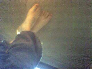 These are Erika's feet.  Why she took this photo, I don't know