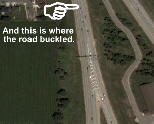 This is where the road buckled